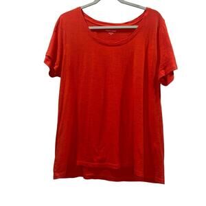 Eileen Fisher 100% Organic Cotton Scoop Neck Tee – Orange – Size Medium